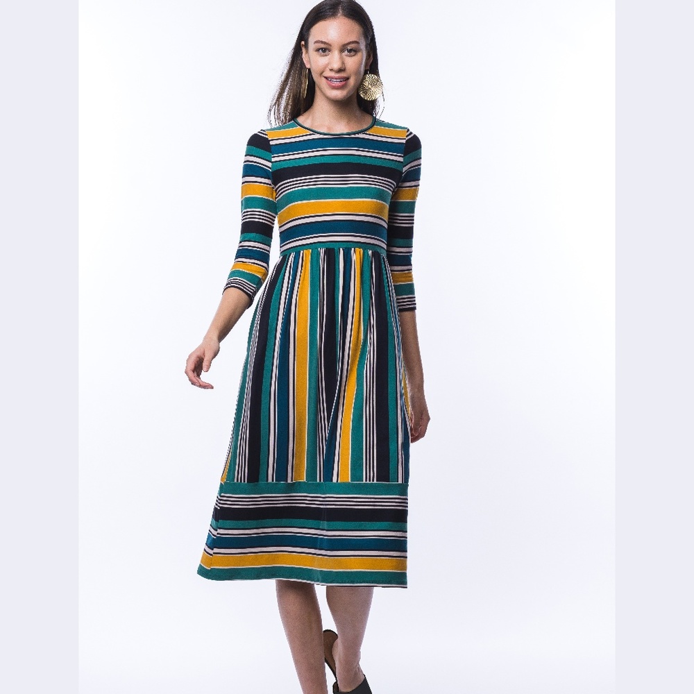 Striped DTY Multi Colored Midi Dress